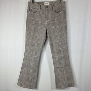 FRAME Le Crop Mini Boot Plaid Jeans - Washed Plaid - Size 28